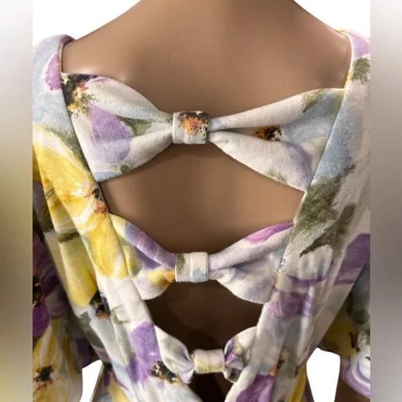 Vintage 1980’s Floral cotton Midi Dress Fit & Flare Handmade Roses Cottagecore - Picture 8 of 10